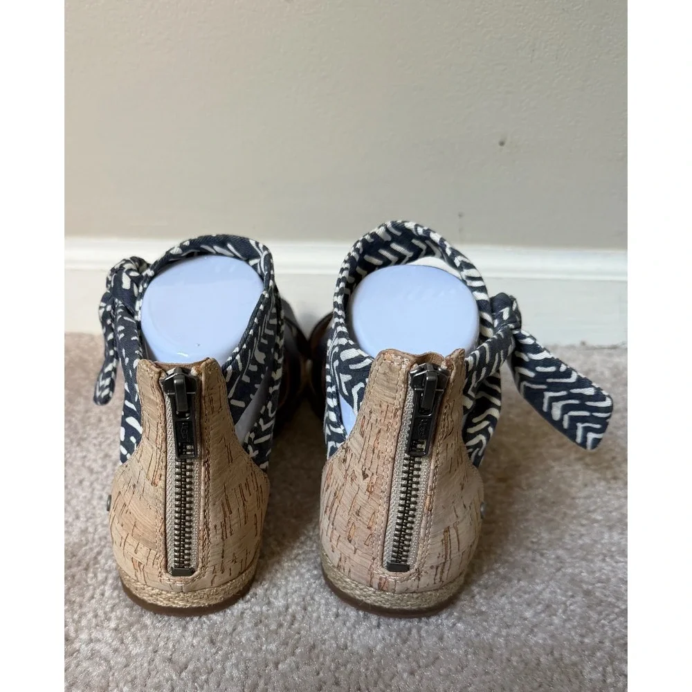 UGG Trina Ankle Tie Espadrille Flat Sandals Navy 8.5‎